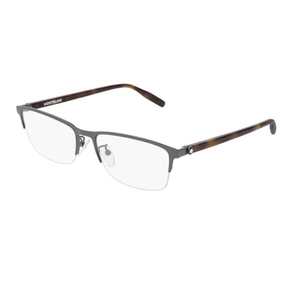 NEW  MONTBLANC EYEGLASSES RUTHENIUM HAVANA UNISEX EYEWEAR MONTBLANC MB0015O 002 - Picture 1 of 3